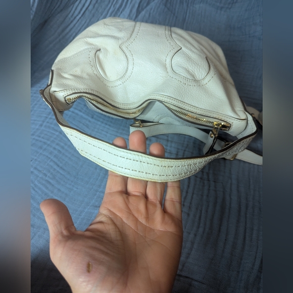 Tory Burch Amalie Hobo White Leather Shoulder Bag with Crossbody Strap - Picture 5 of 7